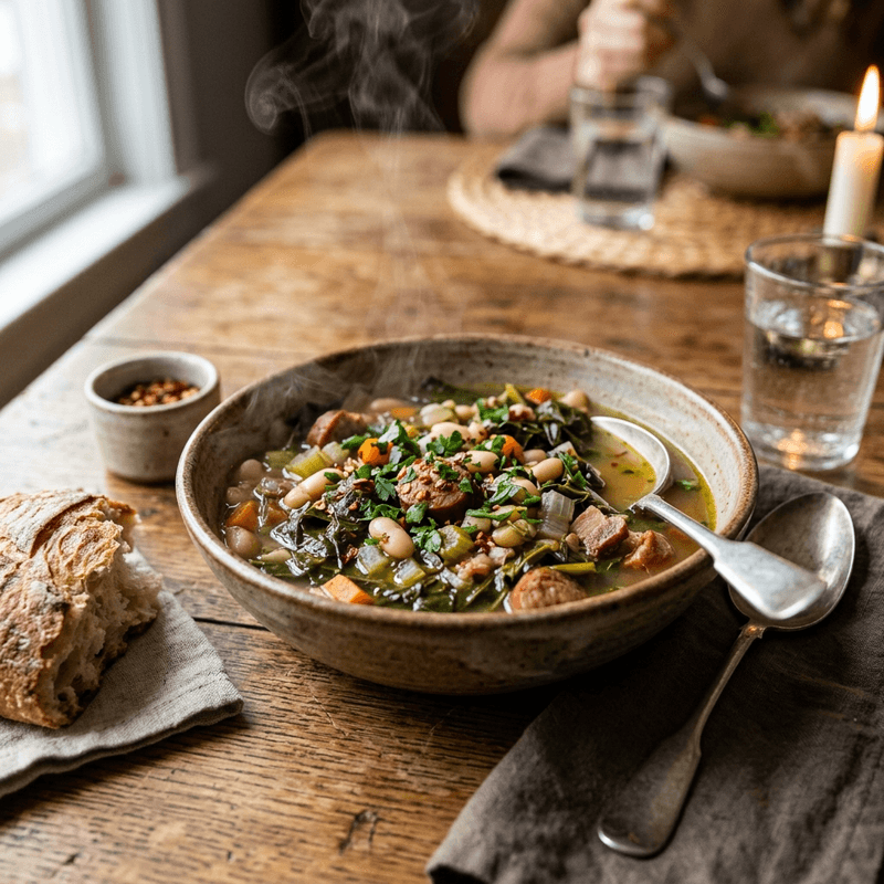 Healing Steamed Collards with White Beans