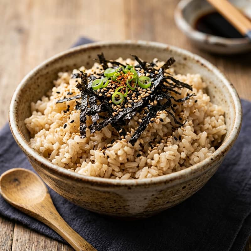 Tazón de Arroz con Nori Tostado y Sésamo