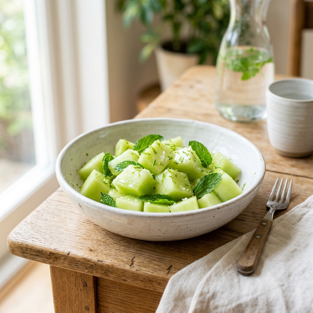 Ensalada hidratante de melón Honeydew y menta
