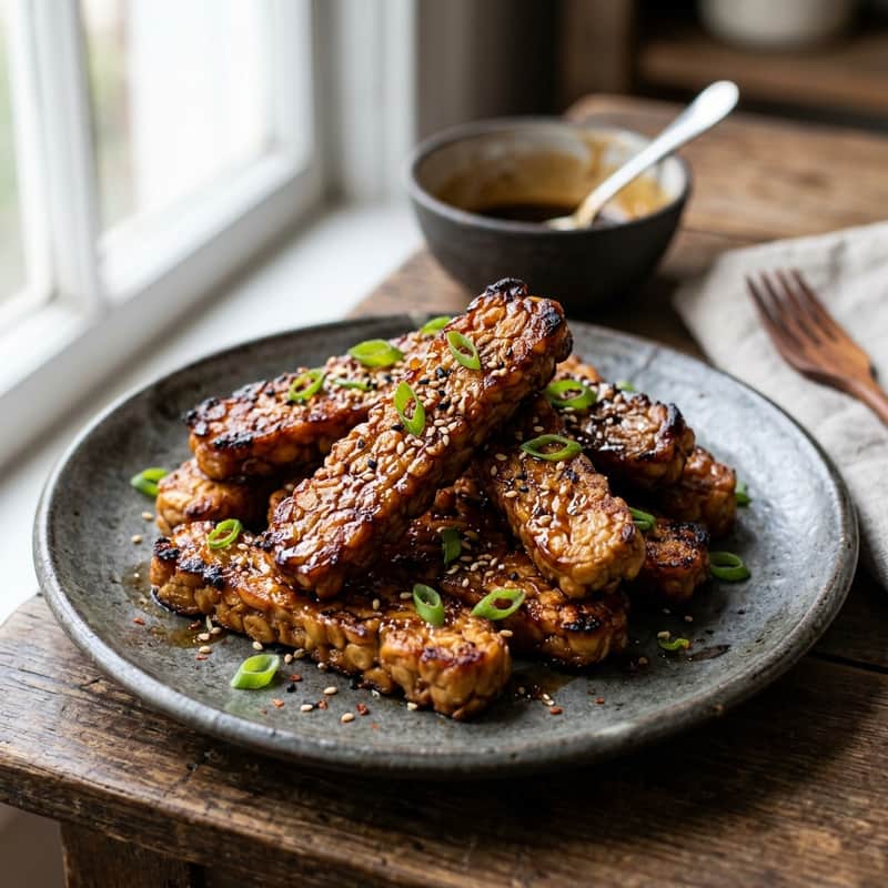 Tiras de Tempeh Horneadas Crujientes